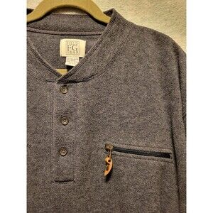 Vintage Men's 1/4 Button Cabincore Fleece Pullover Lg Hunt Fish Field Gear Gray